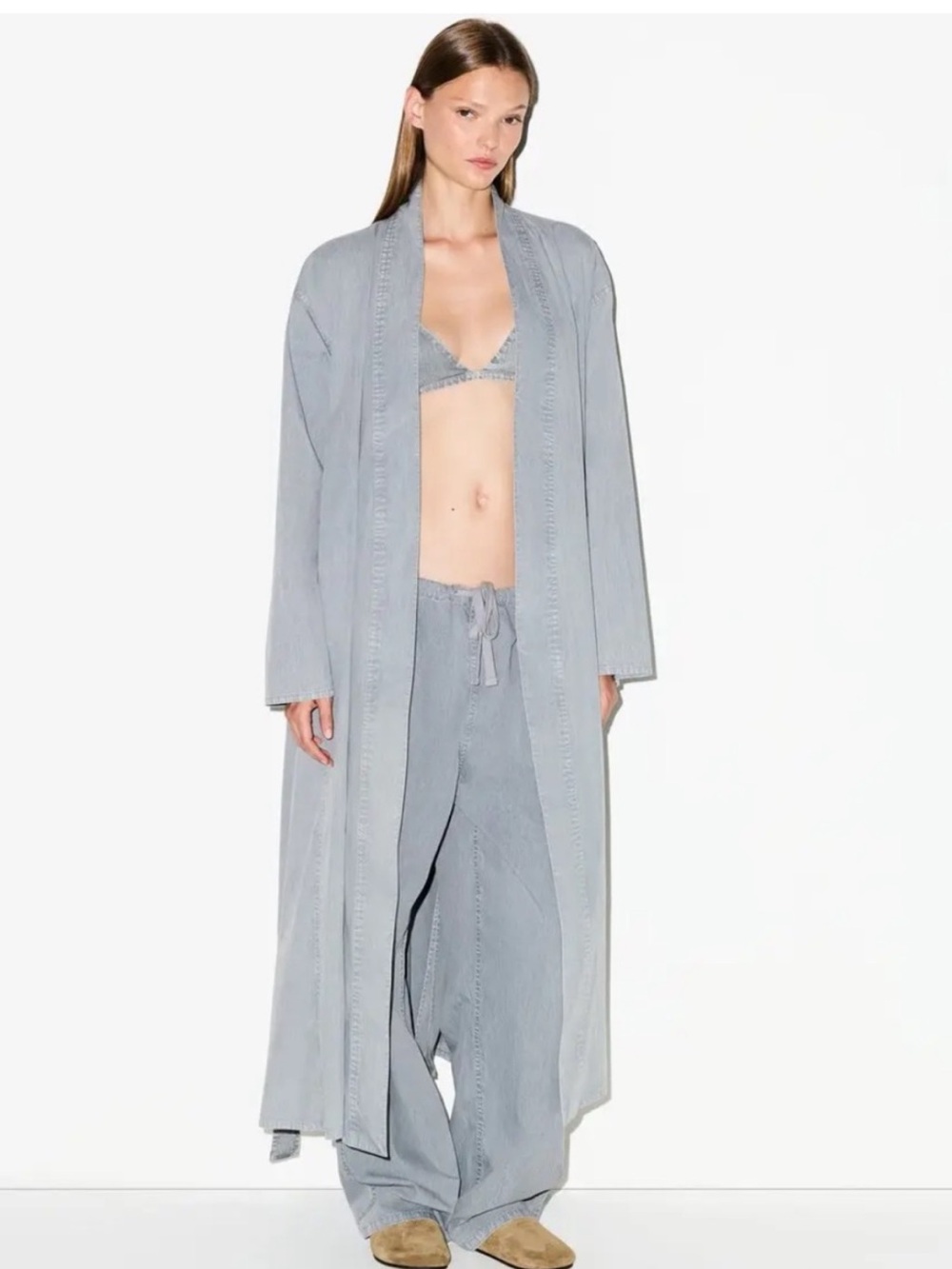 SKIMS Woven Lounge Robe Long Robe Size M